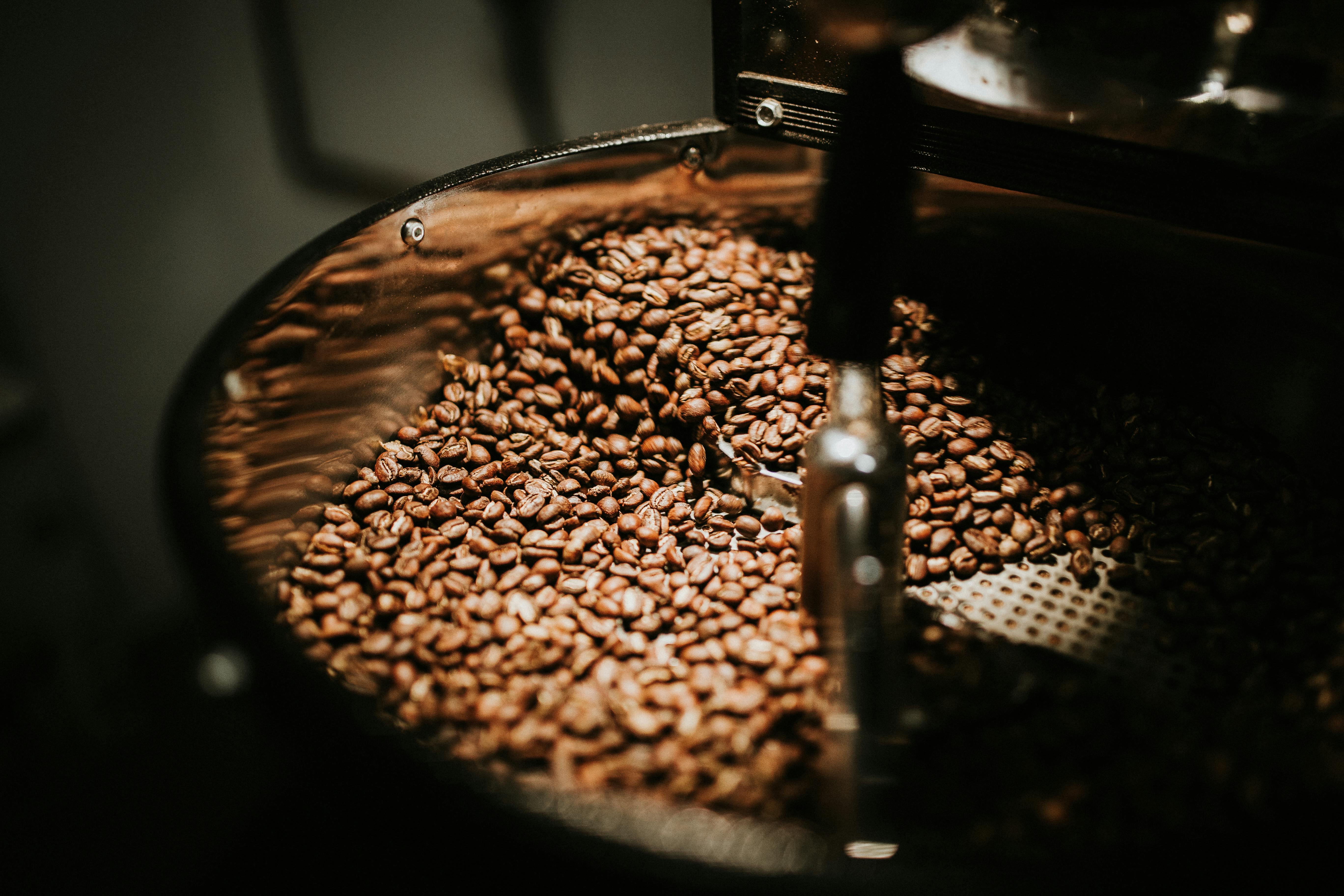 Coffee beans roasting at House of Uncommon Grounds